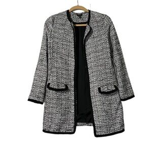 Talbots Tweed Mid Length Jacket Black and White Size XS Business Career